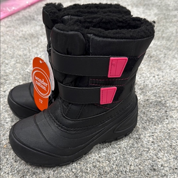 Wonder Nation Black Boots with Pink Straps - Picture 2 of 7